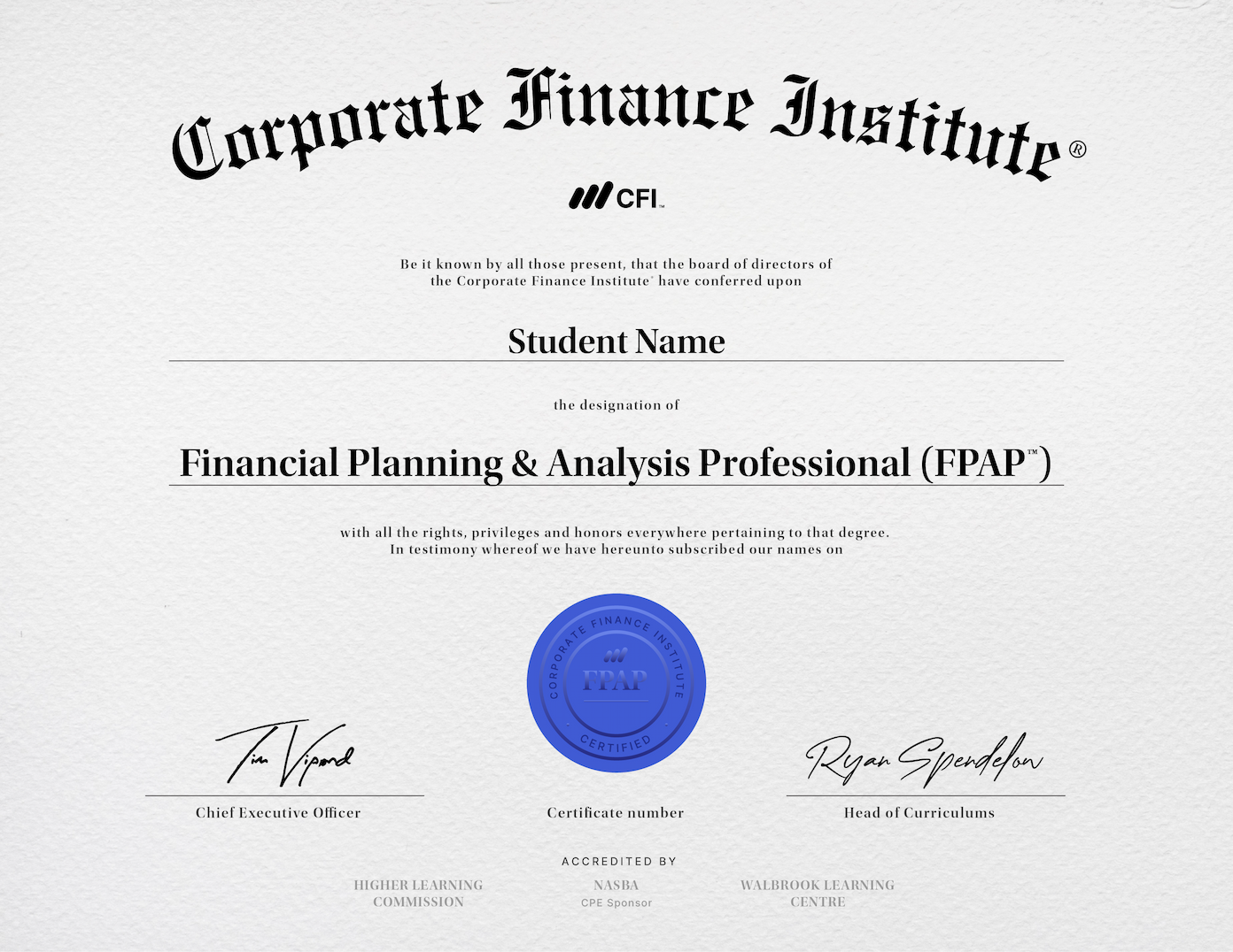 Financial Planning & Analysis Professional (FPAP) Certification