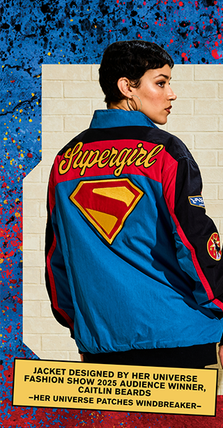 Jacket Designed by Her Universe Fashion Show 2025 Audience Winner, Caitlin Beards. Her Universe Patches Windbreaker