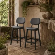 Lavidiel Faux Leather Dark Grey Bar Stools Set of 2 Back Support
