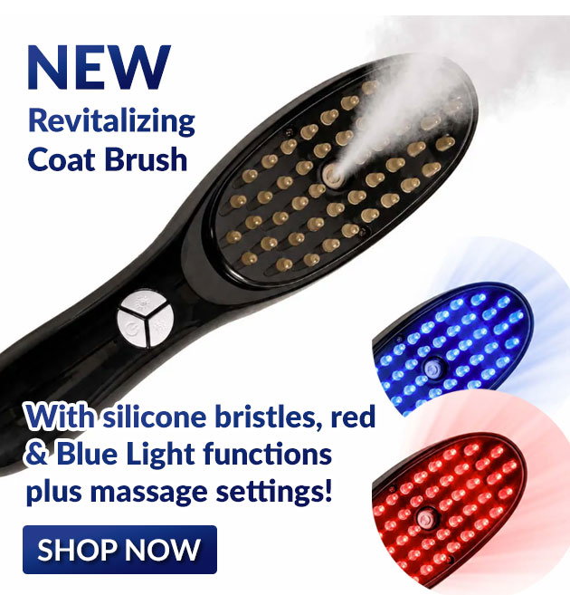 New revitalizing coat brush with red and blue light therapy plus massage function