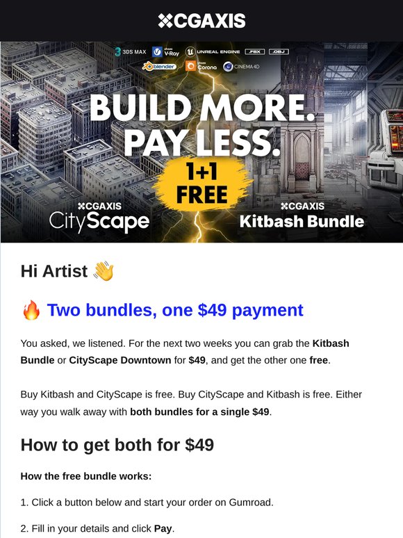 🔥 Artist, 2 CGAxis bundles for $49 (buy one, get the other free)