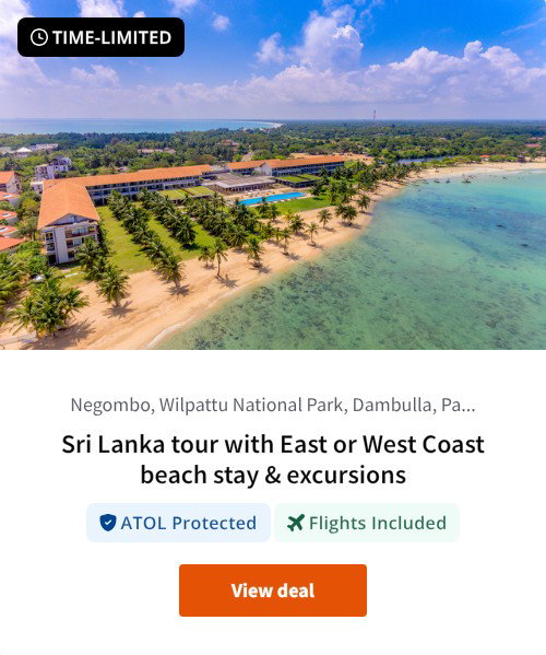 Sri Lanka tour with East or West Coast beach stay &amp; excursions
