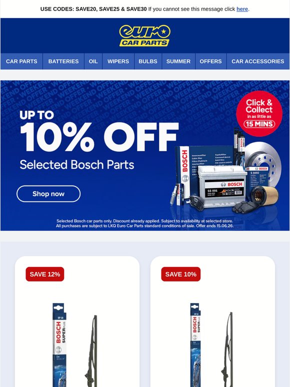 ⏳ Up To 10% Off Selected BOSCH Ends Today | + Collect Today In 15