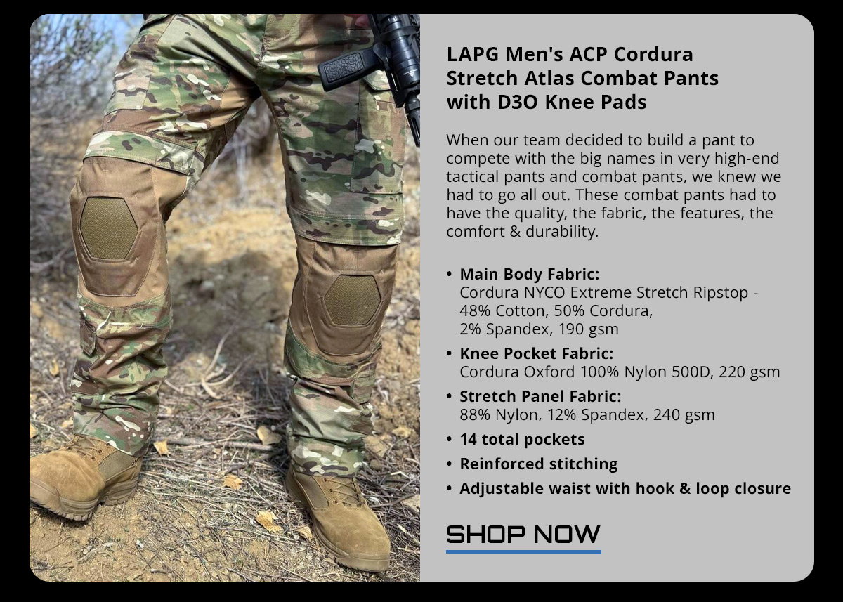 LAPG Men's ACP Cordura Stretch Atlas Combat Pants with D3O Knee Pads