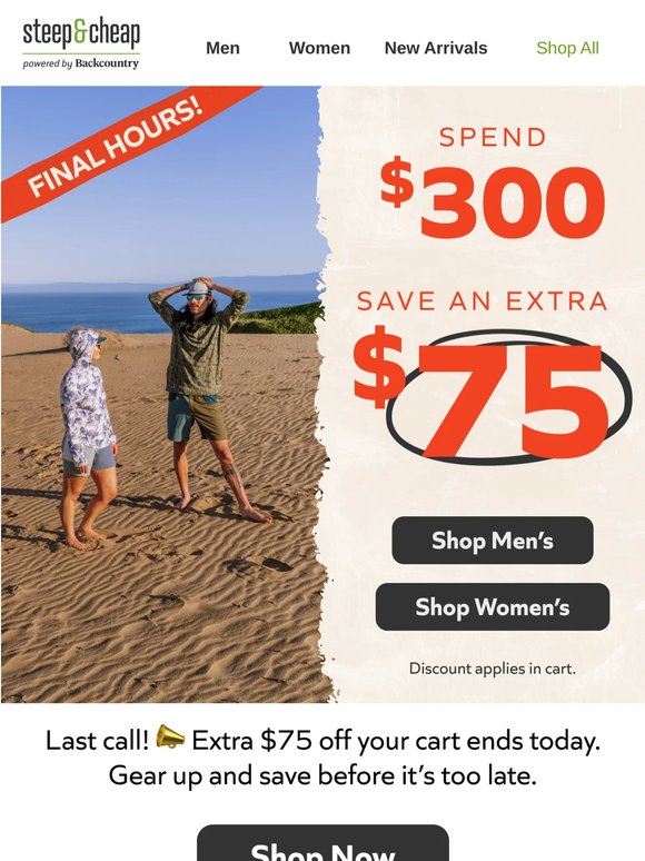 🔔 Final hours: $75 off your cart