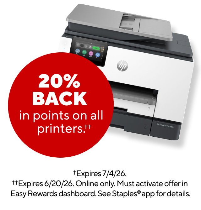 20% BACK in points on all printers.
