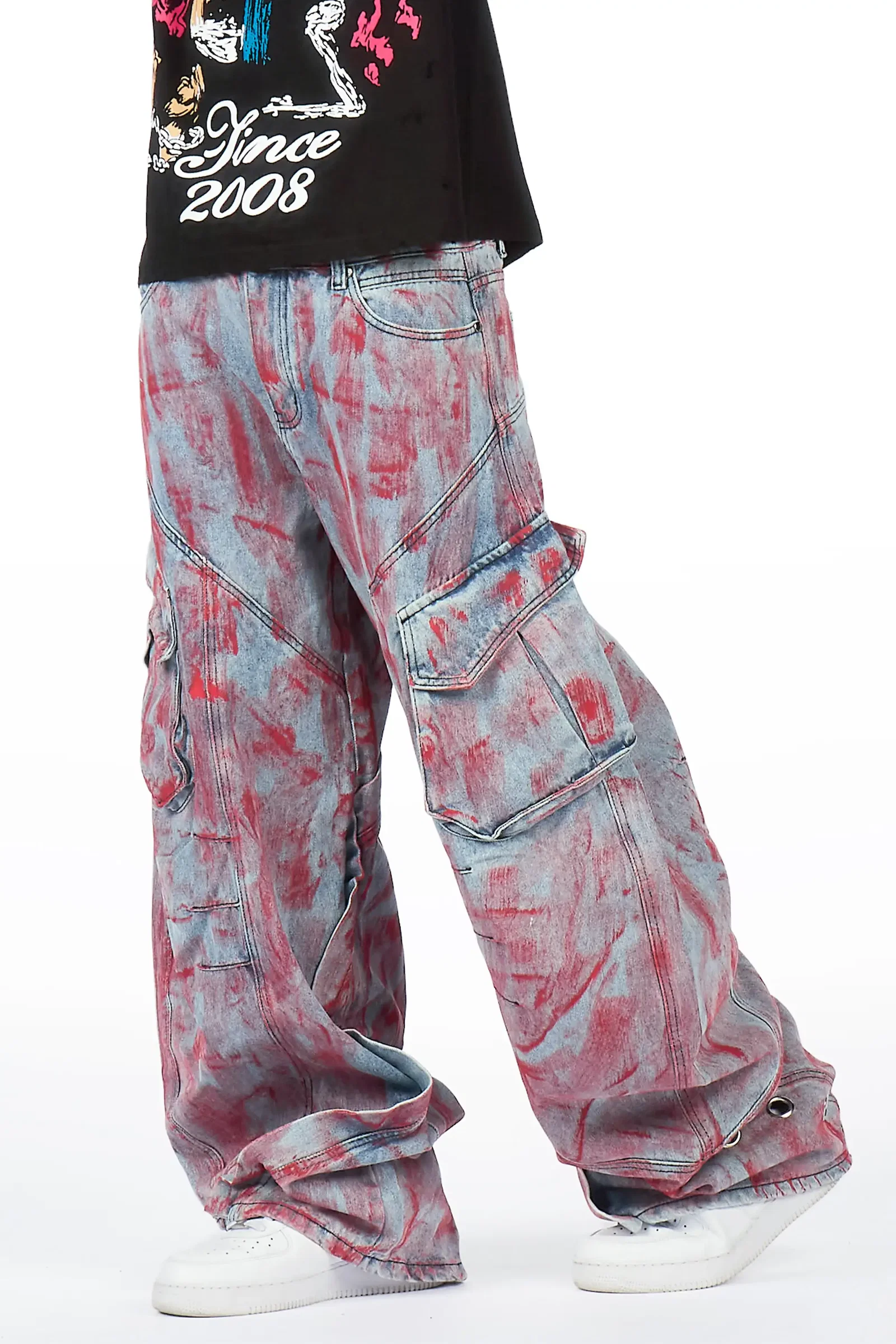 Image of Tren Red/Blue Barrel Fit Jean