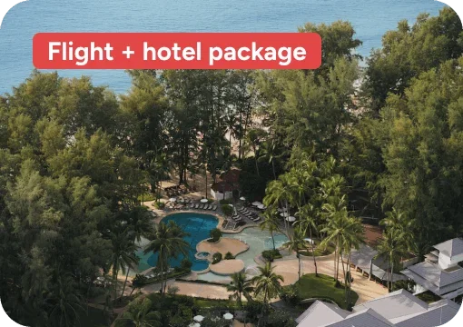 Phuket resort with large trees and an outdoor pool
