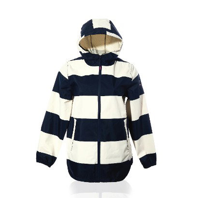 Harborside Waterproof Raincoat - Stripe Navy & White