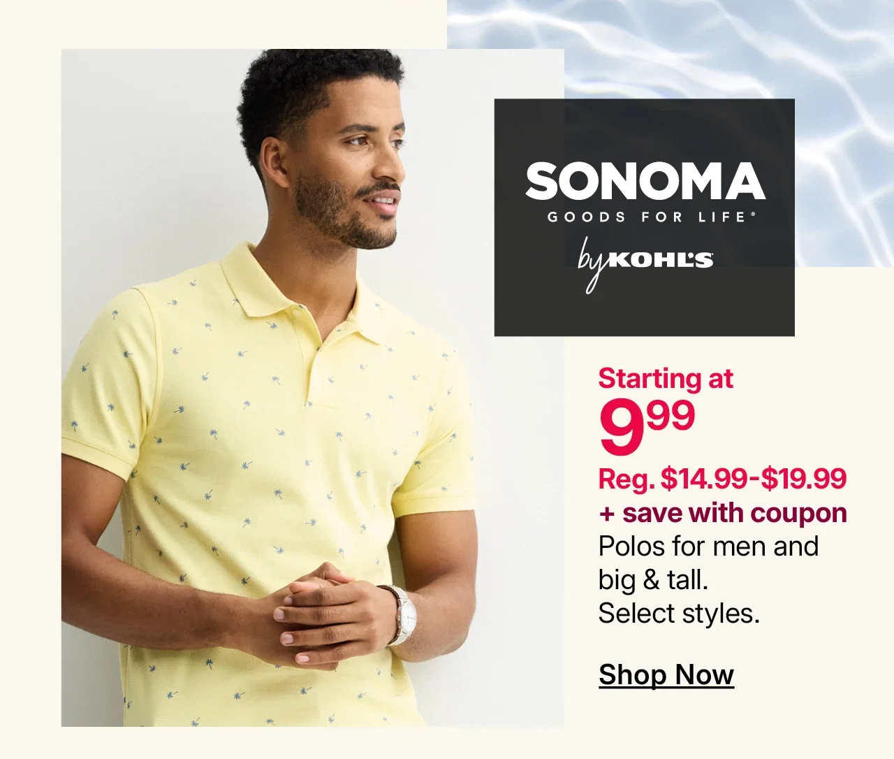 starting at $9.99 polos for men and big & tall