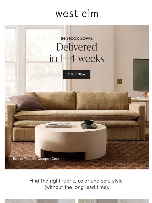 In-stock sofas that arrive fast