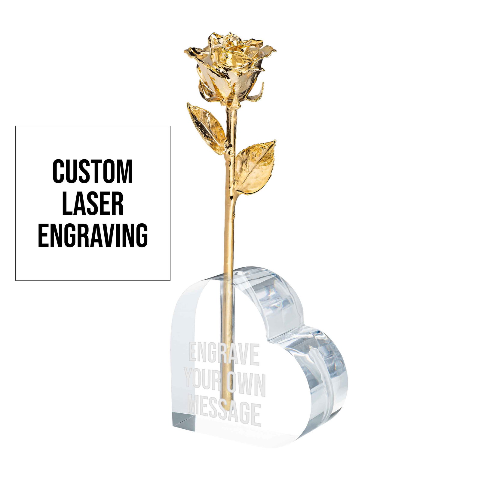 Image of Custom Laser Engraved Vase Combo with 24K Gold Dipped Forever Rose (Price Includes Engraving)