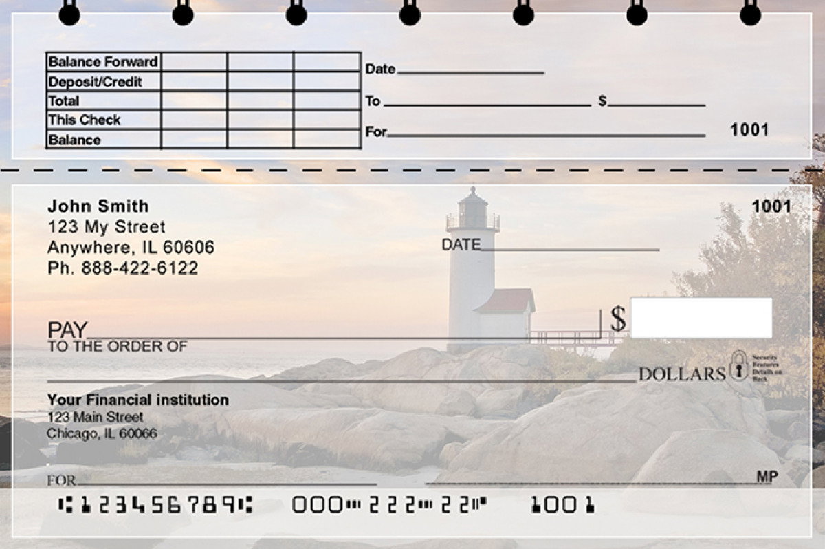 Image of Lighthouses Scenic Views Top Stub Personal Checks
