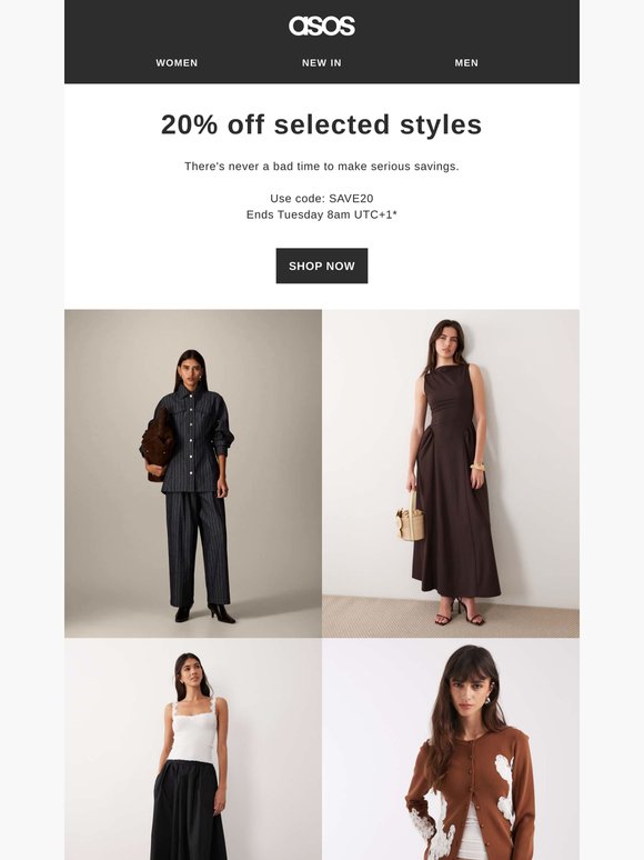 20% off selected styles