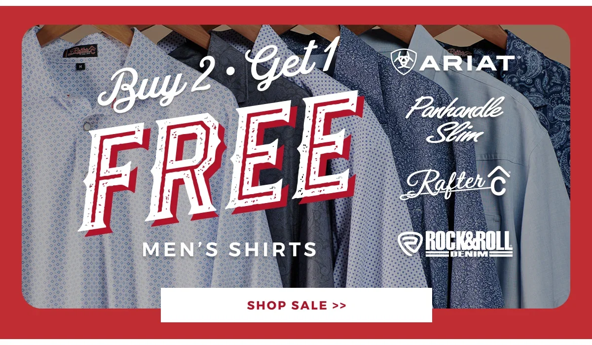 BUY 2 GET 1 FREE MEN'S SHIRTS | SHOP SALE >>