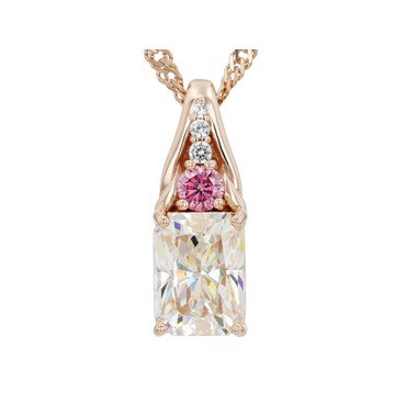 Strontium Titanate, Pink Moissanite & White Zircon 18k Rose Gold Over Silver Pendant/Chain 2.25ctw