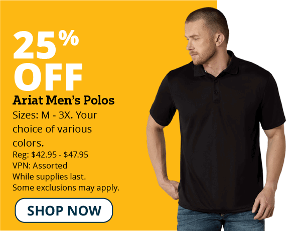 25% off Men's Ariat Polos