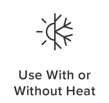 Sun and snowflake icon with text below.