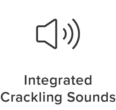 Speaker icon with 'Integrated Crackling Sounds' text.