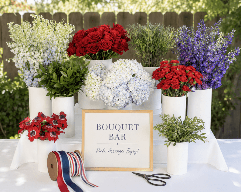 Red and Blue Wildflowers Bouquet Bar Flower Kit