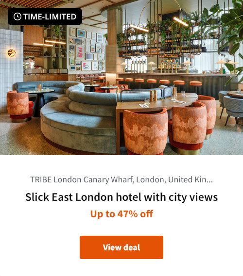 Slick East London hotel with city views