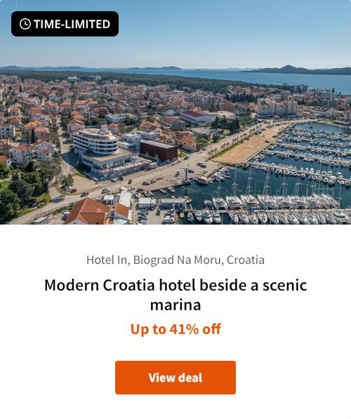 Modern Croatia hotel beside a scenic marina
