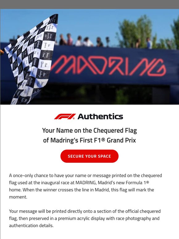 Your Name on the First Chequered Flag of Madrid’s New F1 Era