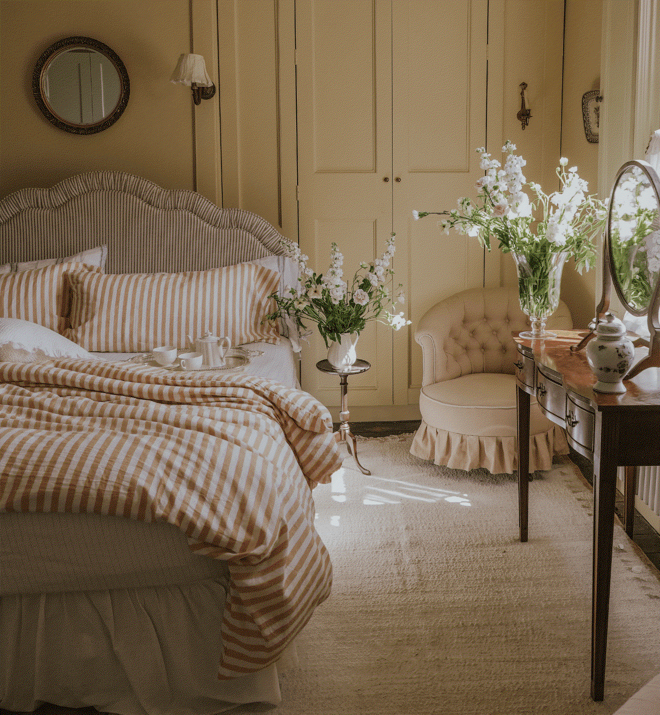 Honey Pembroke Stripe Linen Blend Duvet Cover