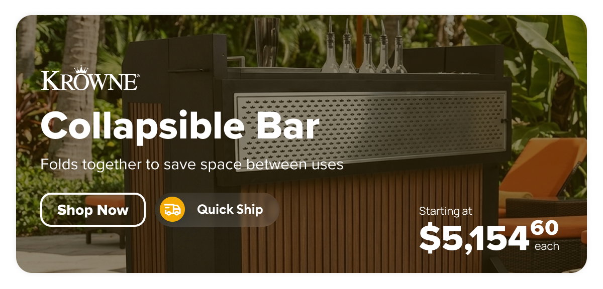 Krowne KR-MCB 52" NomadBar Mobile + Collapsible System™ Portable Bar w/ 66 lb Ice Bin & Speed Rail - Wood Grain