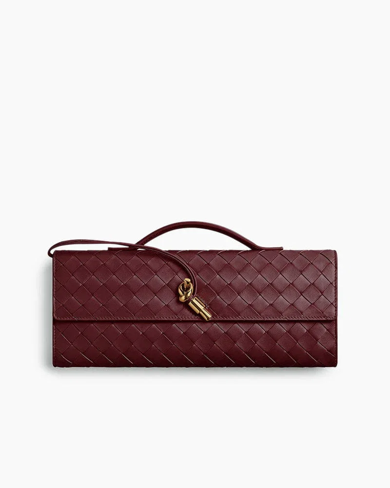 Classic Leather Top Handle Clutch with Knot Closure
