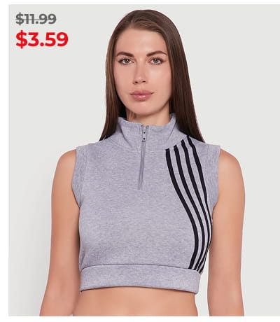 Shop Sleeveless Half Zip Stripe Detail Crop Top