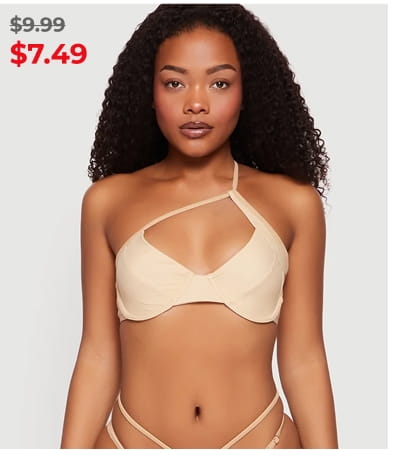 Shop Cutout One Shoulder Swim Bikini Top