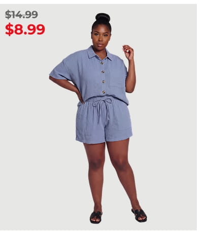 Shop Plus Size Paper Bag High Waisted Gauze Knit Shorts