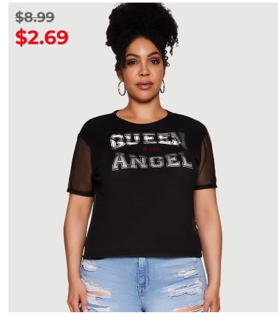 Shop Plus Size Queen and Angel Mesh Top