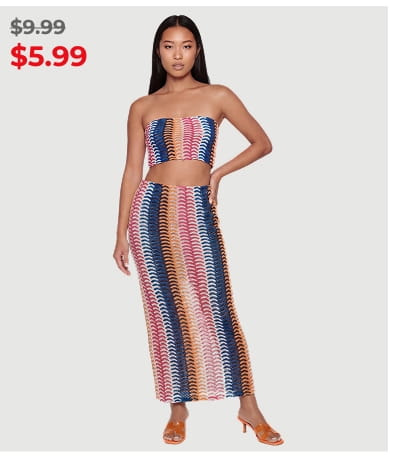 Shop Patterned Cropped Tube Top