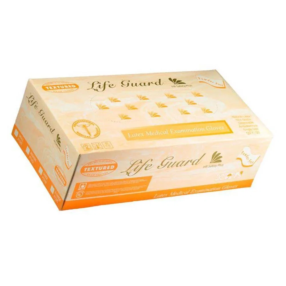 Image of Life Guard - Blue High Risk Latex Medical Exam Gloves - Powdered-Free 14mil -Box