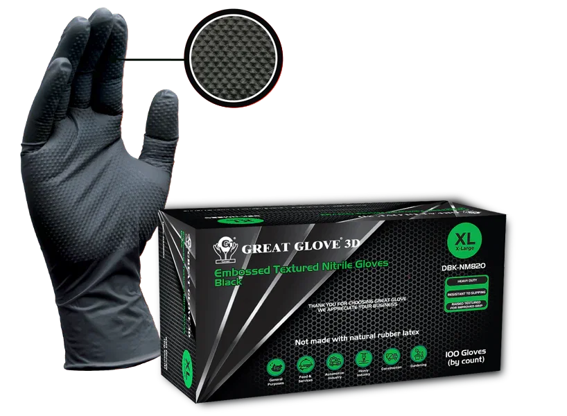 Image of GREAT GLOVE - 3D EMBOSSED TEXTURED NITRILE 8 MIL