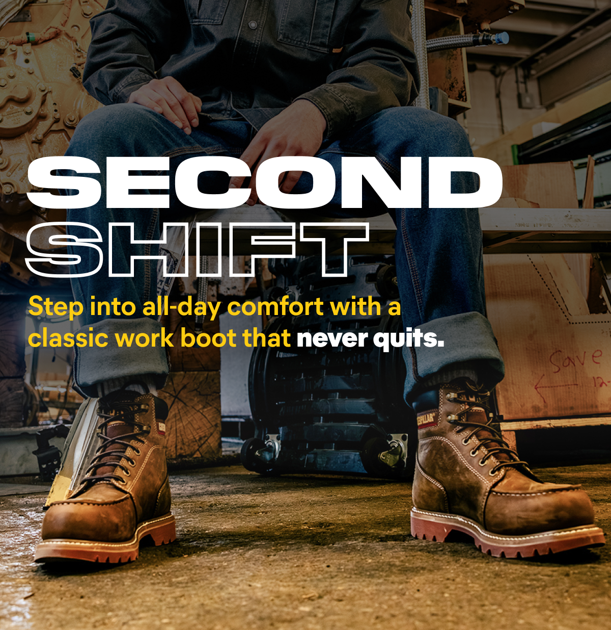 CAT - SECOND SHIFT - Step into all-day comfort with a classic work boot that never quits.