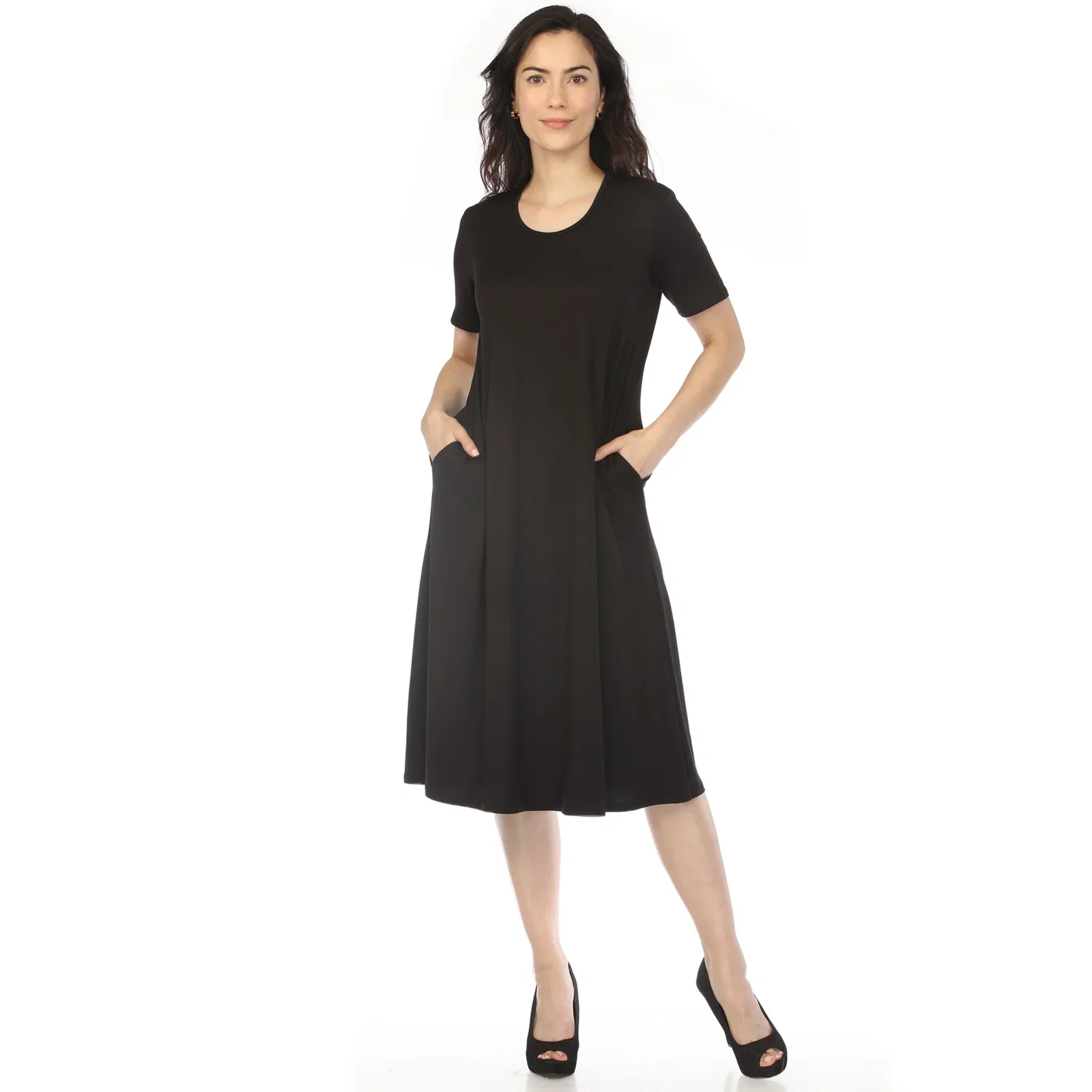 Image of Women's Crew Neck T-Shirt Dress - Black