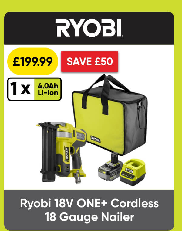 Ryobi 18V ONE+ R18GN18-140S Cordless 18 Gauge Nailer 1 x 4.0Ah