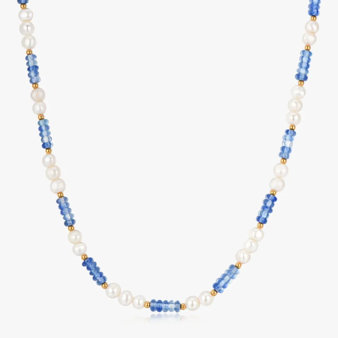 Blue Beads + Pearls Necklace (Greek Inspired Collection)