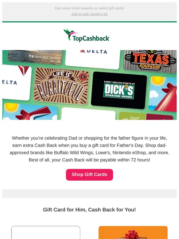 Earn Cash Back on Dad-Approved Gift Cards💪💳✨