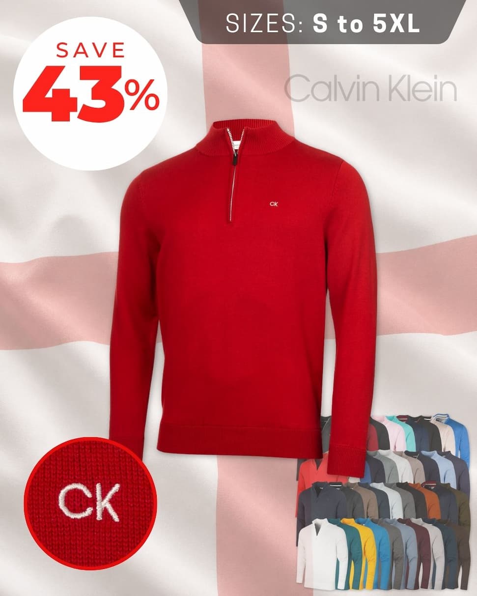 Calvin Klein Mens 2026 Campus 1/2 Zip All Season Easy Care Sweater