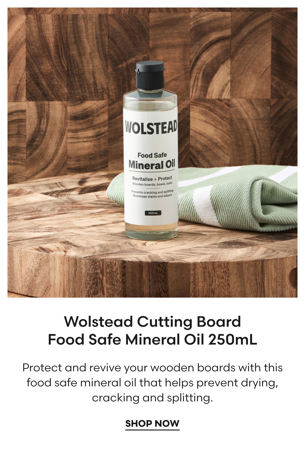 Wolstead Cutting Board Food Safe Mineral Oil 250mL