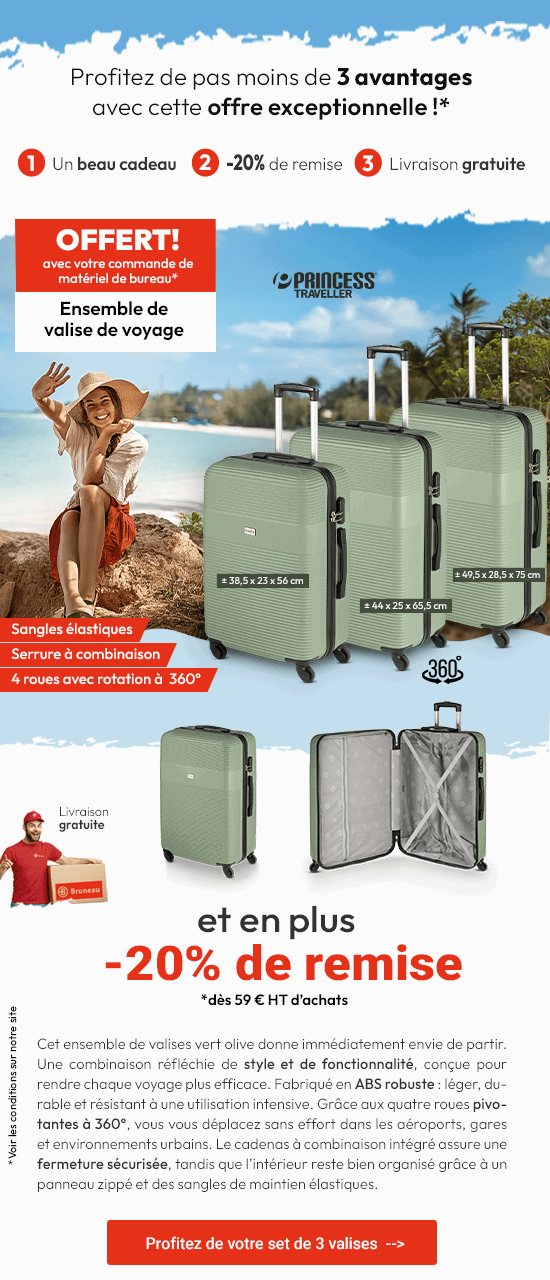 Ensemble de 3 valises + livraison gratuite + remise 20%