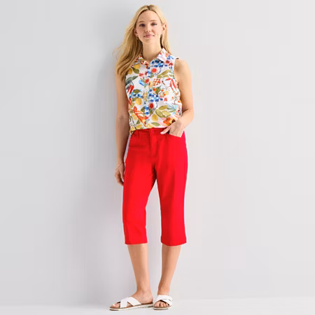 Image of St. Johns Bay Womens Secretly Slender Mid Rise Capri Pant