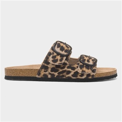 Lilley Womens Multi Leopard Print Mule Sandal