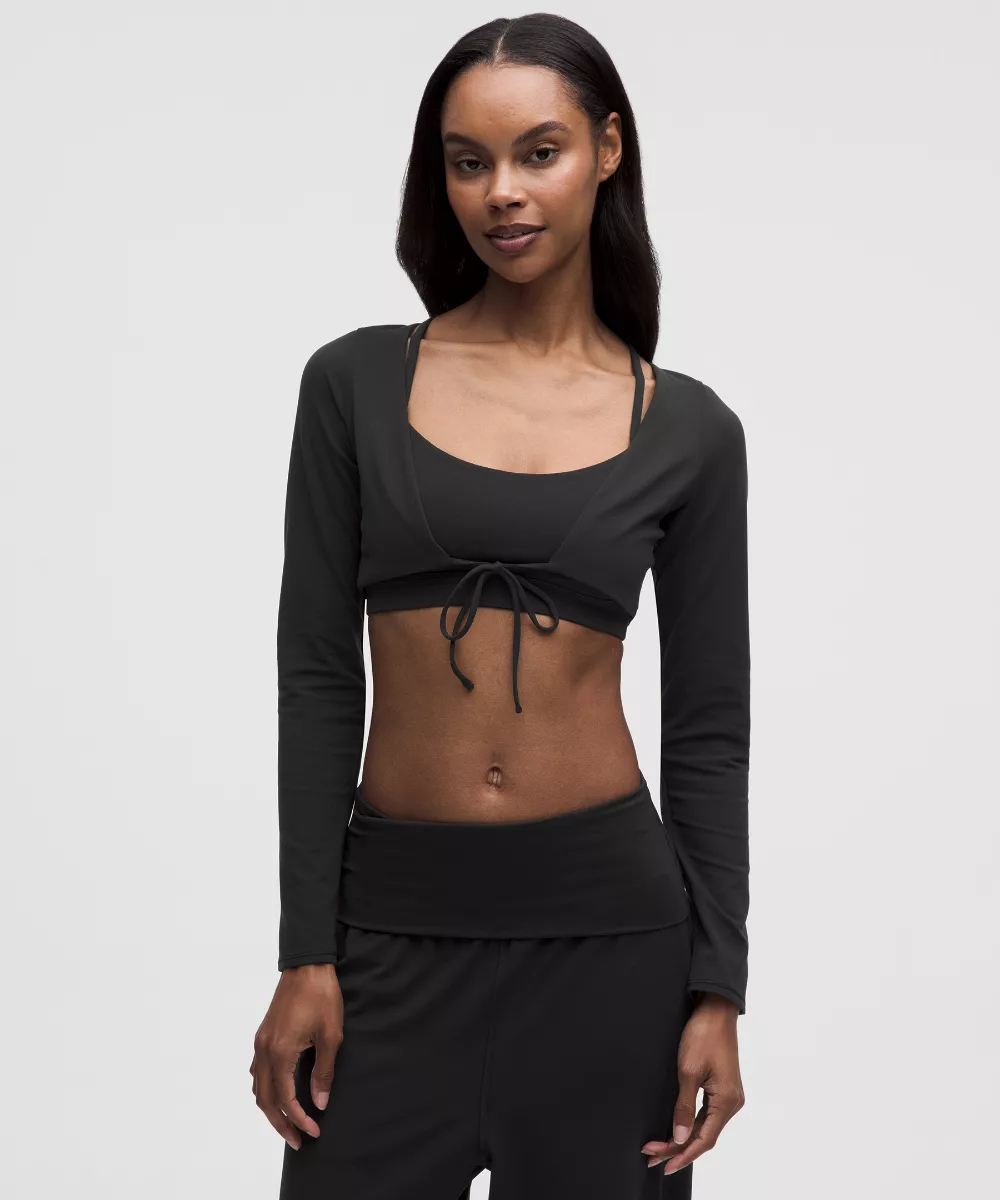 Nulu Mesh-Back Tie-Front Cropped Cardigan
