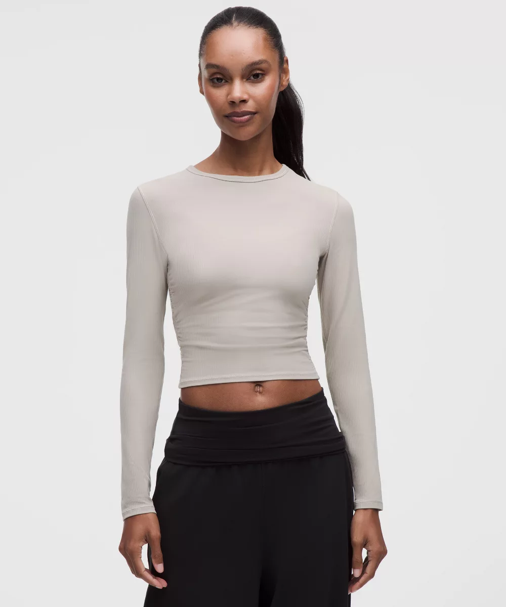 All It Takes Ribbed Keyhole Long-Sleeve Shirt