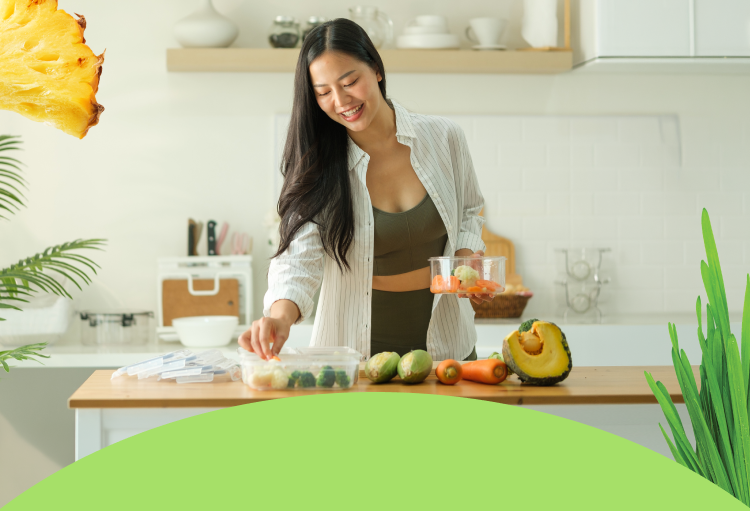 woman preparing salad